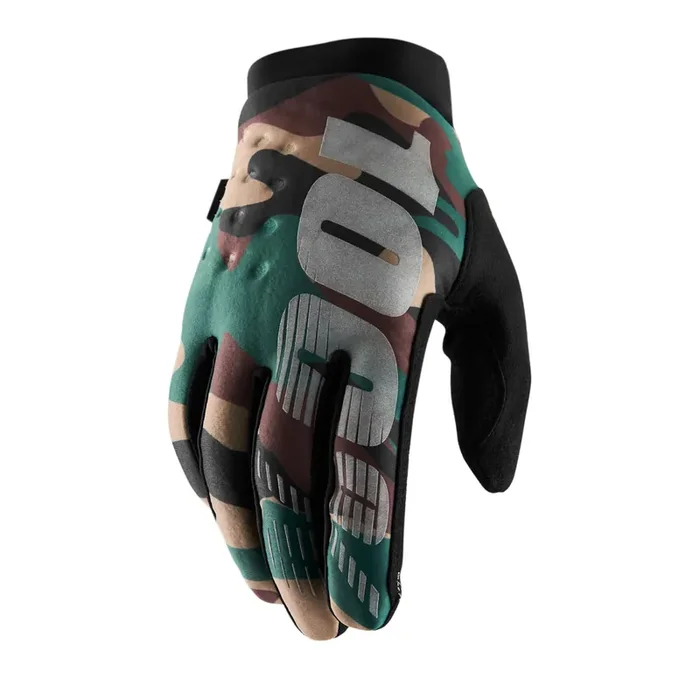 100% Brisker Cold Weather Motocross & Mountain Bike Gloves – Warm Winter Mtb & Mx Powersport Racing Protective Gear (Sm – Camo/B