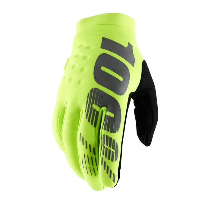100% Brisker Cold Weather Motocross & Mountain Bike Gloves – Warm Winter Mtb & Mx Powersport Racing Protective Gear (Sm – Fluo Y