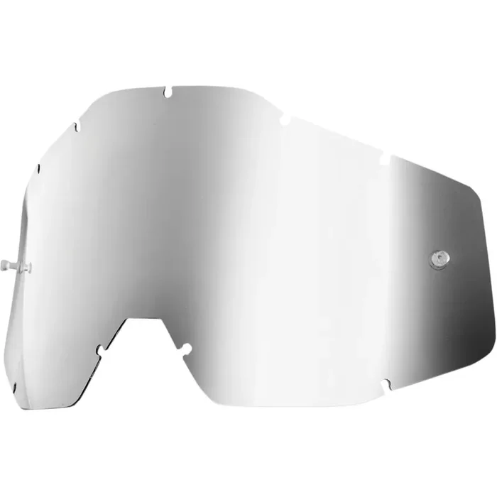 100% Goggle Replacement Lens – Racecraft 1, Accuri 1, Strata 1 Compatible (Anti-Fog-Silver Mirror)