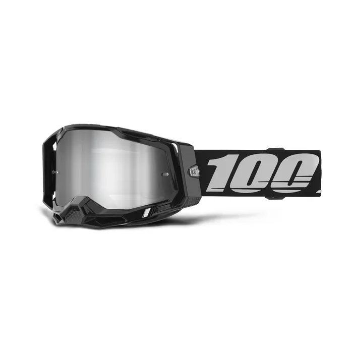 100% Racecraft 2 Goggles – Mountain Bike & Motocross Goggles – Eyewear For Motocross & Mountain Biking – Black, Mirror Silver Le