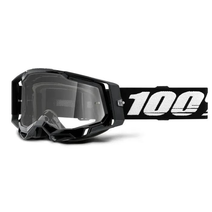 100% Racecraft 2 Goggles – Mountain Bike & Motocross Goggles – Eyewear For Motocross & Mountain Biking – Black, Clear Lens