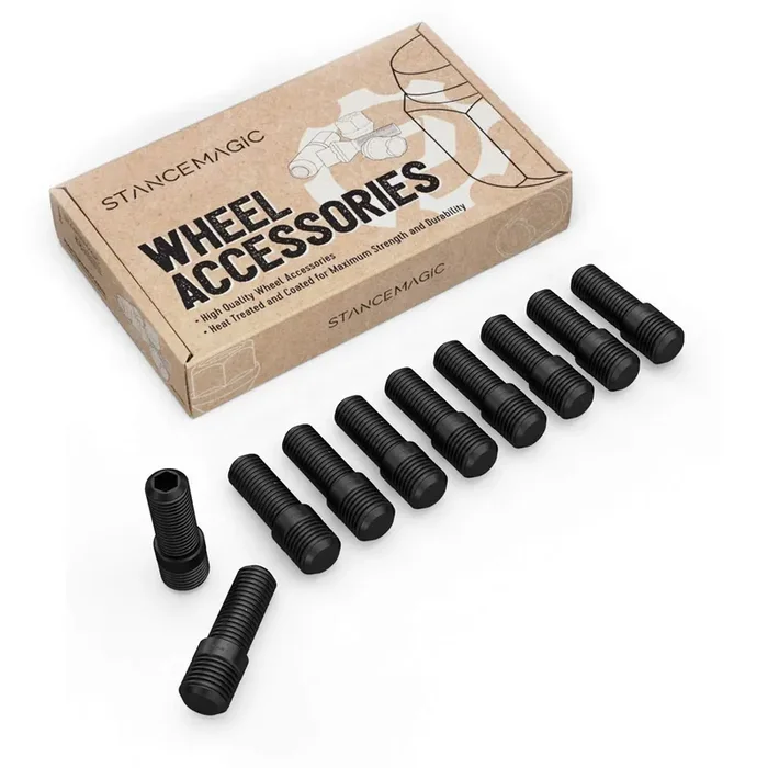 10Pcs Black Wheel Stud Conversion – 14X1.5 To 12X1.5, 50Mm Total Length, 32Mm Shank Length – Compatible With Audi Mercedes Volkswagen Cars (Ensure Vehicle Uses 14X1.5 Bolts) Screw Adapter