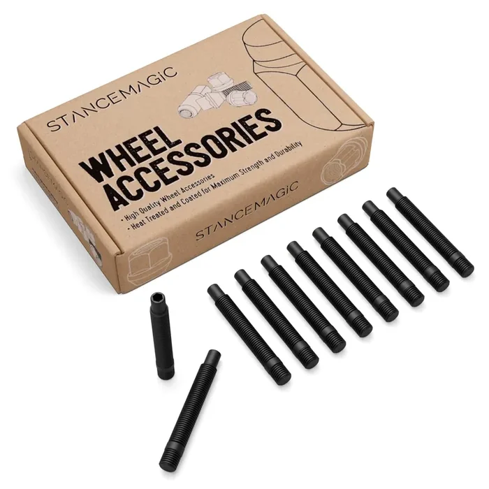 10Pcs Extended Black Wheel Stud Conversion – 12X1.5 To 12X1.5, 80Mm Total Length, 63Mm Shank Length – Compatible With Bmw Vehicles (Ensure Vehicle Uses 12X1.5 Bolts)