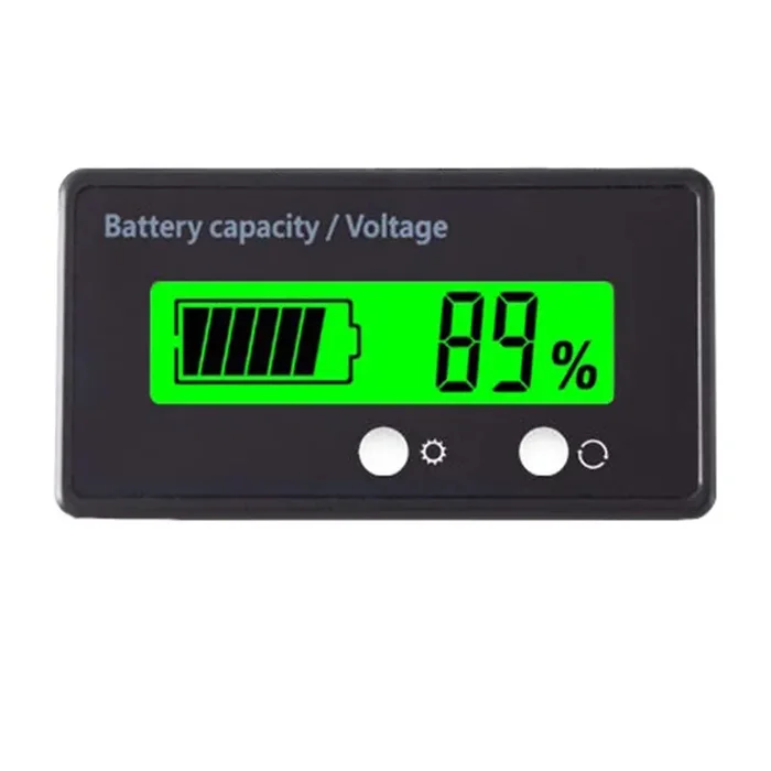12V 24V 36V 48V Battery Capacity Indicator Golf Cart Voltage Meter With Lcd Display Green Backlight, Waterproof Monitor Gauge Di
