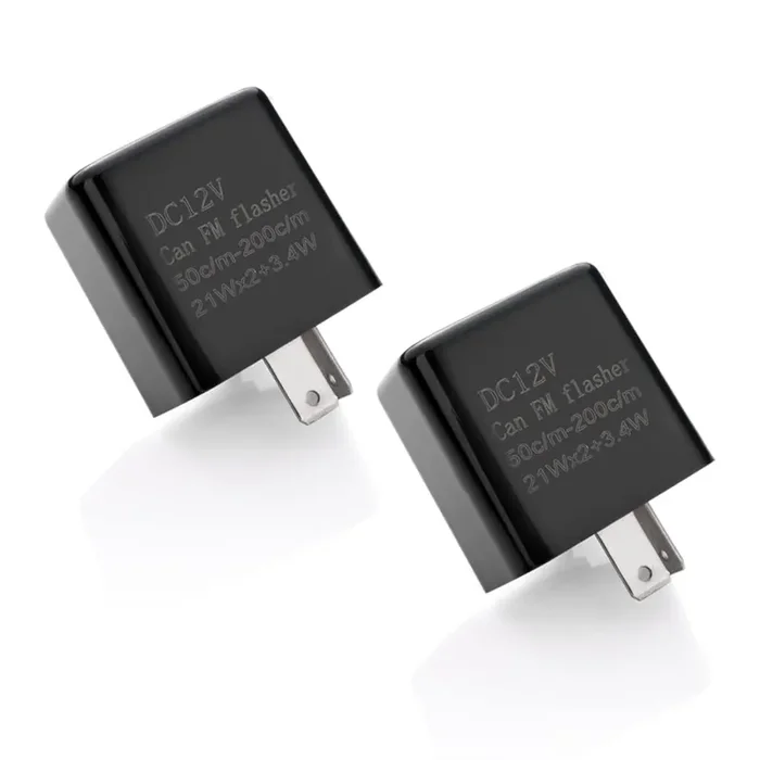 12V Speed Adjustable 2 Pin Led Electronic Flasher Relay For Motorcycle Turn Signal Direct Replacement Universal Hazard Warn Hyper Flash Relay (Black,2Pcs)