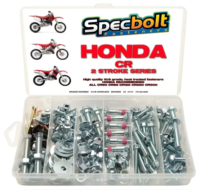 150Pc Specbolt Fasteners Brand Bolt Kit Fits Honda Cr Two Stroke Bolt Kit For Maintenance & Restoration Of Mx Dirtbike Oem Spec Fastener Cr80 Cr85 Cr125 Cr250 Cr500