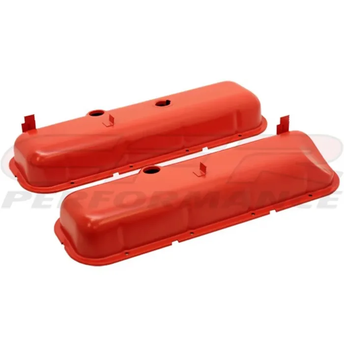 1965-72 Compatible/Replacement For Chevy Big Block 396-427-454 Tall Oem Style (Recessed Corner) Steel Valve Covers – Orange