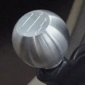 1979-2004 Mustang Round Billet Shift Knob 5spd Logo Satin