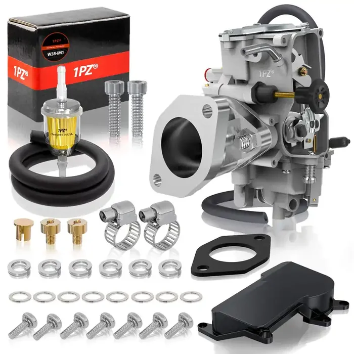 1Pz W35-Im1 Carburetor W/Upgrade Aluminum Intake Manifold Replacement For Yamaha Warrior 350 Yfm350 X Wolverine Yfm350Fxg 1987-2004 Atv 4Wheeler Quad
