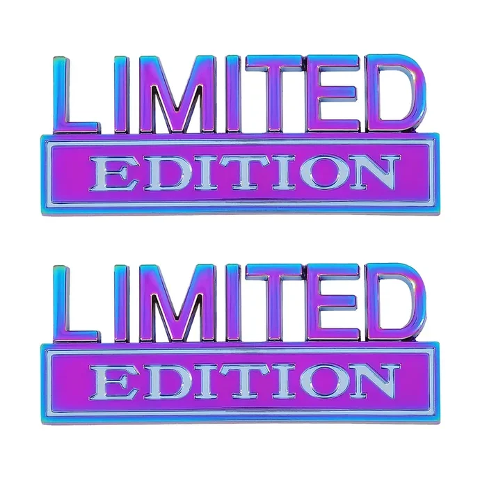 2 Pcs Edition Emblem Car Side Rear Front Hood Trunk Door Badge 3D Decal Sticker Fit For Car Truck Suv (Limited, Electroplated Pu