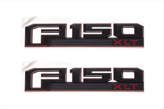 2015-2016 Ford F-150 Xlt Red & Black Fender Emblem Nameplates Right Left Set Oem