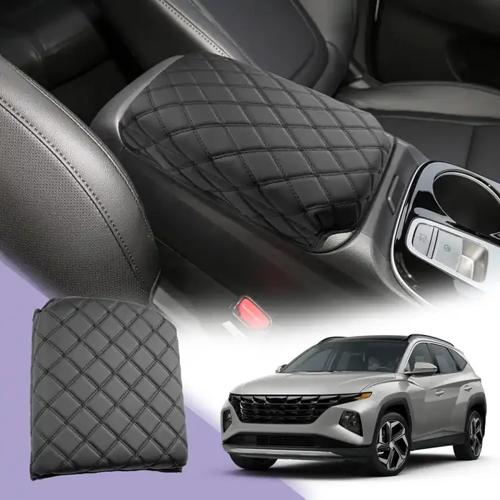 2024 Tucson Center Console Cover 2022-2024 Hyundai Tucson Armrest Cover Tucson Center Console Armrest Pad Soft Leather 2023 Tucson Sel Armrest Console Cover 2024 2023 Hynudai Tucson Accessories(Black)