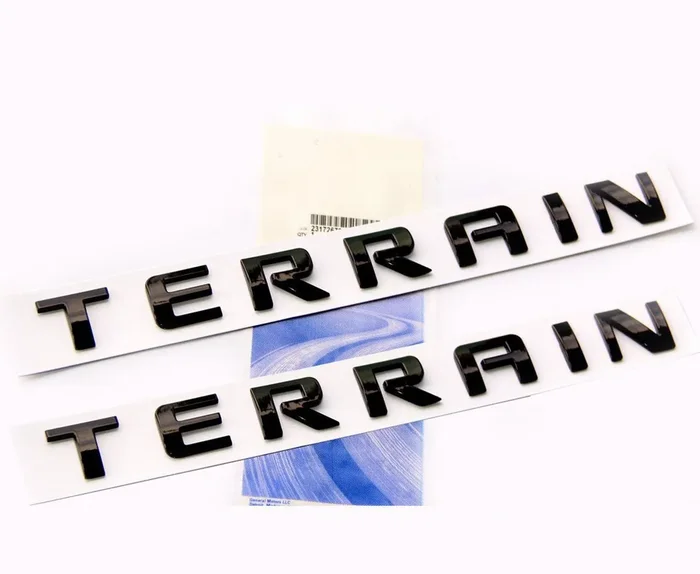 2Pack Oem Black Terrain Nameplate Emblem Badge 3D Letter Compatible With Terrain Shiny Glossy (Black)