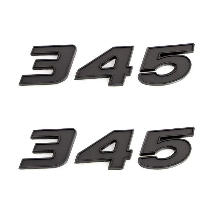 2Pcs 345 Emblems 3D Nameplate Premium Car Badge Decal Replatement For Challenger Chrysle 300C (Black)