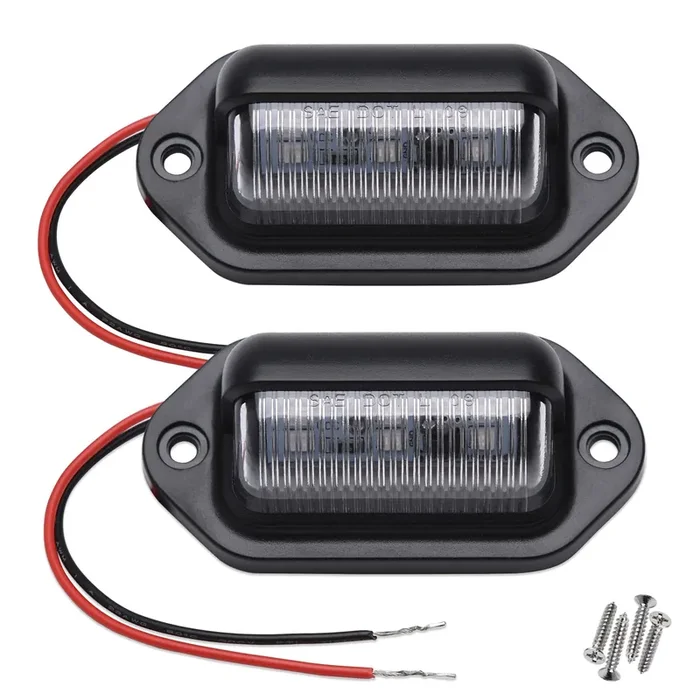 2Pcs Ice Blue Led License Plate Light,12V-24V Waterproof 6-Smd License Plate Lamp Taillight, Universal For Truck Suv Trailer Van