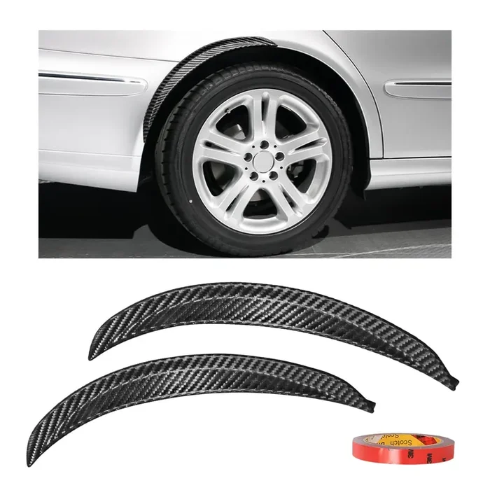 2Pcs Wheel Tires Eyebrow Strip, 3D Carbon Fiber Automotive Fender Flare Arch Lip Trim Strip, 13‘‘ Anti Collision Wheel Mudguard