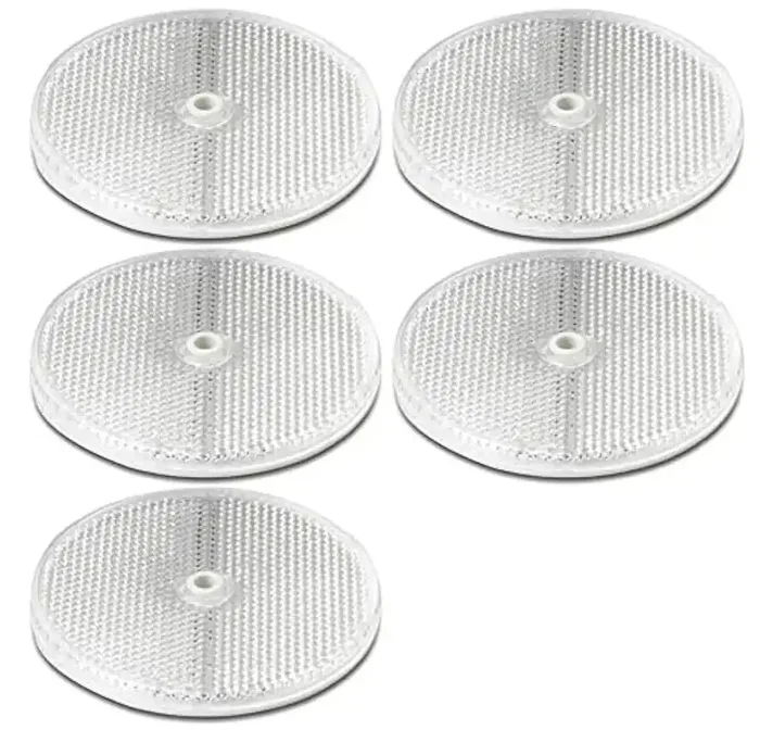 3.165 Ø‘ Clear Round Front Reflector White Pack Of 5 For Trailers Fence Gate Posts