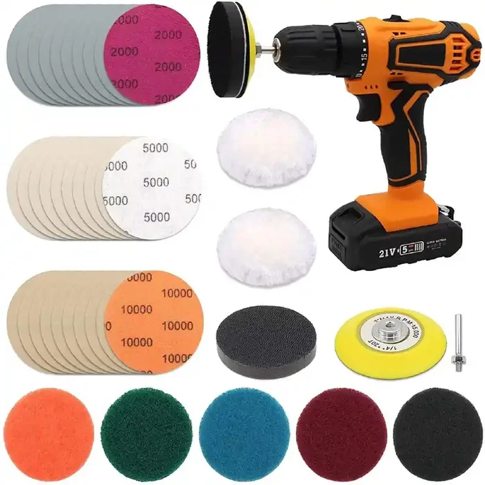 3 Inch Car Headlight Restoration Kit, Car Polishing Sanding Discs Assortment 2000 To 10000 Grit With 1/4 Inch Shank Backing Pad,