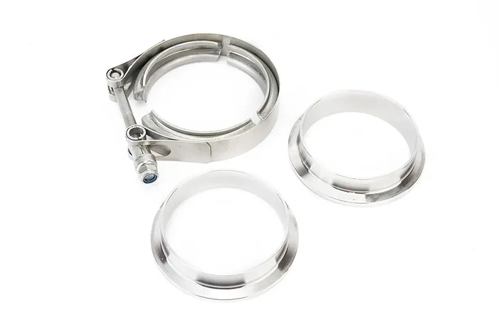 3 Inch V Band Clamp With Set Of 3 Cnc Stainless Steel Flanges Kit – 3In V-Band Clamp, Male And Female Flanges – Perfect For Turb