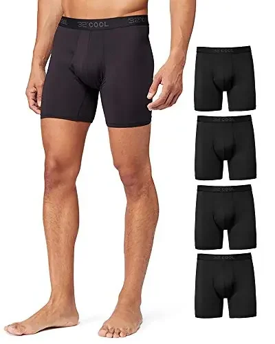 32 Degrees Cool Mens 4-Pack Active Mesh Quick Dry Performance Boxer Brief, 4 Black, Large
