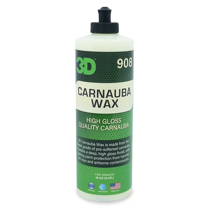 3D Carnauba Wax – High Gloss, Deep Shine Brazilian Carnauba Liquid Wax – Long Lasting Uv Paint Protection – Easy Application On Cars, Rvs, Boats, Motorcycles – Non-Staining Detailing Products 16Oz.