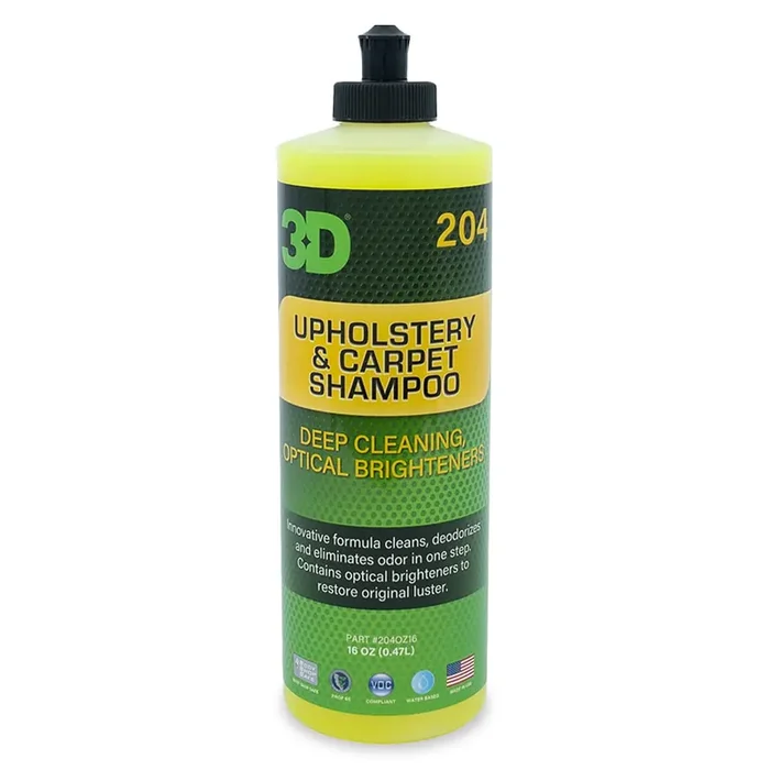 3D Upholstery & Carpet Shampoo – High Foam Stain Remover & Odor Eliminator Shampoo 16Oz.