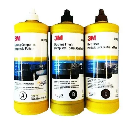 3M Buffing & Polishing Compound Hand Glaze Package, Silicone, 5973 5996 5990