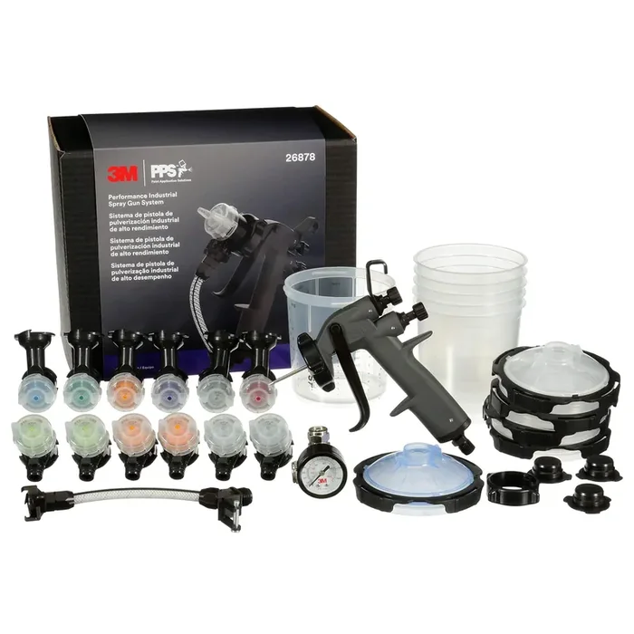 3M Performance Industrial Spray Gun Starter Kit, 26878, Includes Pps Series 2.0 Paint Spray Cup System, 12 Replaceable Nozzles I