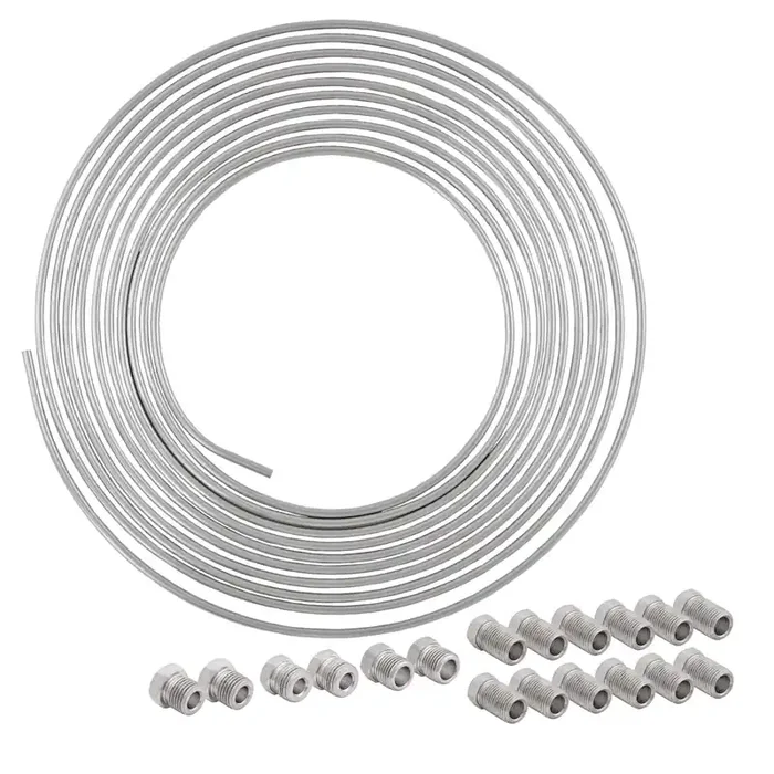4Lifetimelines 25 Ft 1/4 Stainless Steel Brake Line Replacement Tubing Coil And Fitting Kit, 16 Fittings Included, Inverted Flare, Sae Thread, 0.028 Inch Wall Thickness