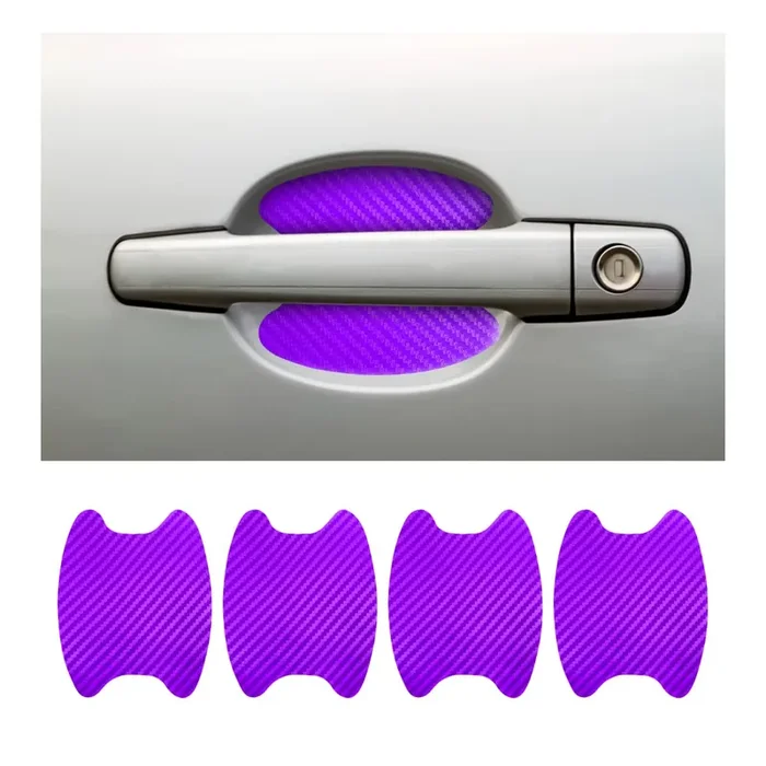 4Pcs Car Door Handle Cup Stickers, Carbon Fiber Scratch Auto Door Protective Film, Non-Marking Car Door Bowl Protector, Door Han