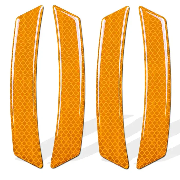 4Pcs Car Reflective Trim Side Marker Stickers,Automotive Exterior Accessories Reflector Guard For Car Suv Pickup Truck Wheel Well Arch Or Side Bumper Fenders,Car Outdoor Safety Reflective Strips