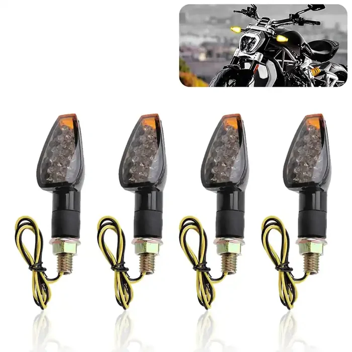 4Pcs Motorcycle Turn Signals – 14Led 12V Bright Amber Lamp Motorcycle Blinkers – Front/Rear Universal Motorcycle Turn Signal Light Compatible With Yamaha Kawasaki Honda