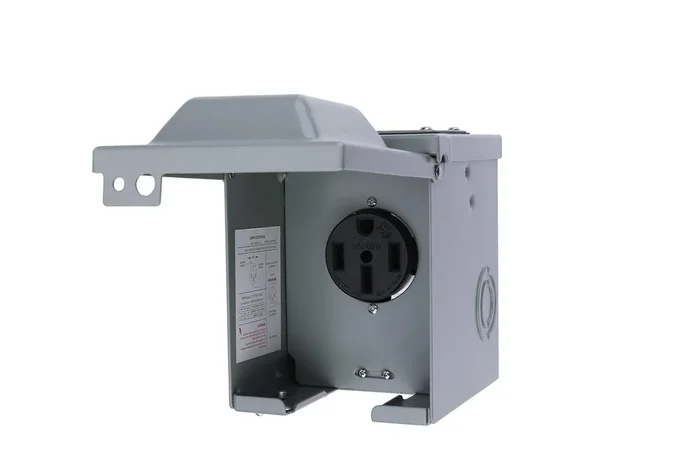 50 Amp 125/250 Volt Power Outlet Box, Enclosed Lockable – For Rv, Campers, Motorhome, Travel Trailer, Electric Cars, Generator –