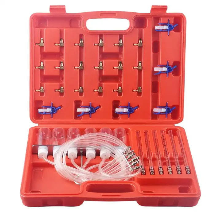 6 Cylinder Diesel Injector Flow Meter Diagnostic Set, Cylinder Common Rail Adaptor Test Tool Leak Off Test Kit