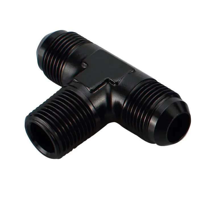 Ac Performance Aluminum -3 An An3 Male Flare To 1/8‘ Npt On Side Branch Tee, Male Union Hose Tee Adapter Connector Fitting, Black (2 X 3An To 1/8 Npt)