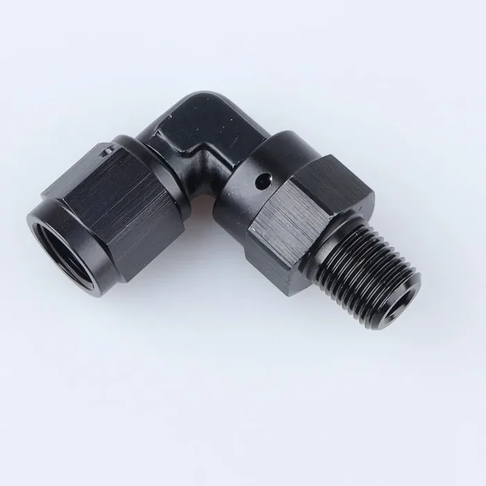 Ac Performance Black Aluminum 90 Degree -4 An Female To 1/8‘ Npt Male Swivel Adapter Fitting