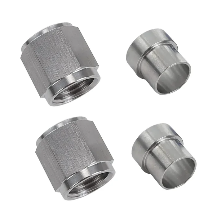 Ac Performance Stainless Steel Hardline Fitting -4 An An4 Female Tube Nut And Sleeve For 1/4‘‘ 6.35Mm Outer Diameter Alloy Tube