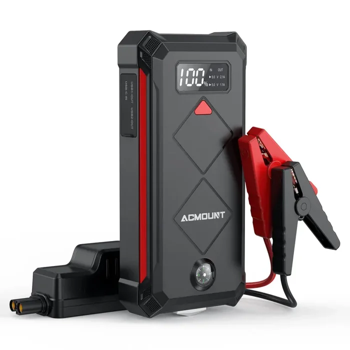 Acmount P100 Car Jump Starter, 3000A Peak Lithium Jump Starter Battery Pack For Up To 10.0L Gas Or 8.0L Diesel Engine, Safe 12V