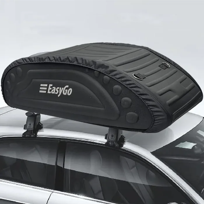 Aerodynamic Car Rooftop Cargo Carrier Bag – Soft Roof Top Luggage Bag For All Vehicles Suv With/Without Rack – Hard Sides – 4 Adjustable Straps – 8 Cubic Feet – Fold Flat Storage Bag