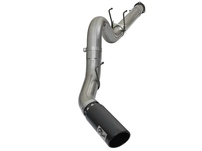AFE Large Bore-HD 5 IN 409 Stainless Steel DPF-Back Exhaust System w/Black Tip (2017-2021 F-250 Super Duty, F-350 Super Duty) – 49-43090-B