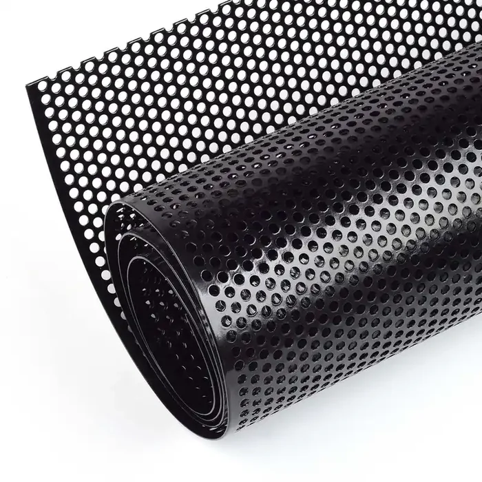 Aggauto Universal 40‘X13‘ Car Grill Mesh – Aluminum Alloy Automotive Grille Insert Bumper Perforated Metal Sheet Round Hole 4Mm, One Of The Most Multifunctional Shape Grids 100X33Cm Black