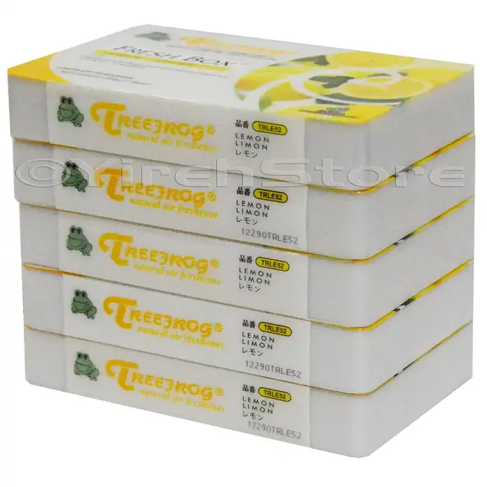 Air Freshener Lemon Scent 5 Pack, Treefrog Fresh Box Lemon, Tree Frog Last Long, Large Size Car Air Freshener