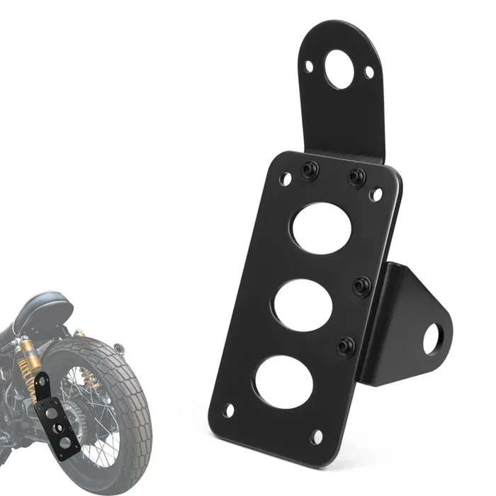 Amazicha Black 3/4‘ Tail Light Side Mount License Plate Bracket Horizontal Vertical Holder Compatible For Harley Honda Yamaha Suzuki Kawasaki Custom Bike Cruiser Chopper Bobber