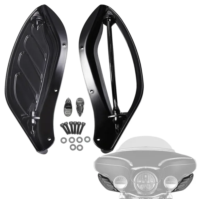 Amazicha Black Adjustable Air Deflector Kit Side Wing Deflectors Fairing Air Deflector Compatible For Harley Touring Street Glide, Electra Glide, Trike, Ultra Classic, Cvo 1996-2013