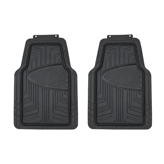 Amazon Basics 2-Piece Premium Rubber Floor Mat For Cars, Suvs And Trucks, All Weather Protection, Universal Trim To Fit,Black