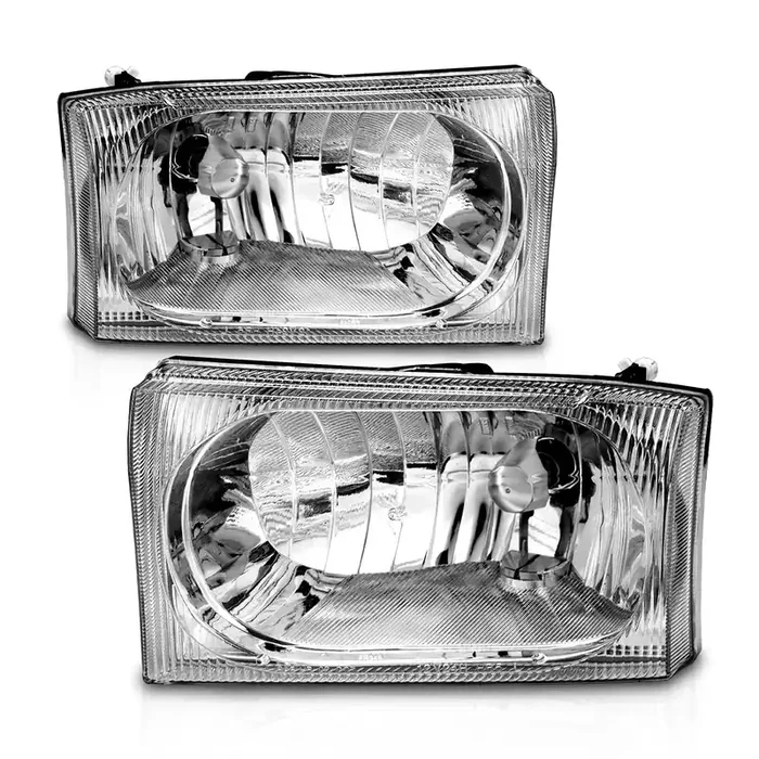 Amerilite For 1999-2004 Ford Super Duty F-250/F-350/F-450/F-550 Excursion Chrome Headlights Beams Pair – Passenger And Driver