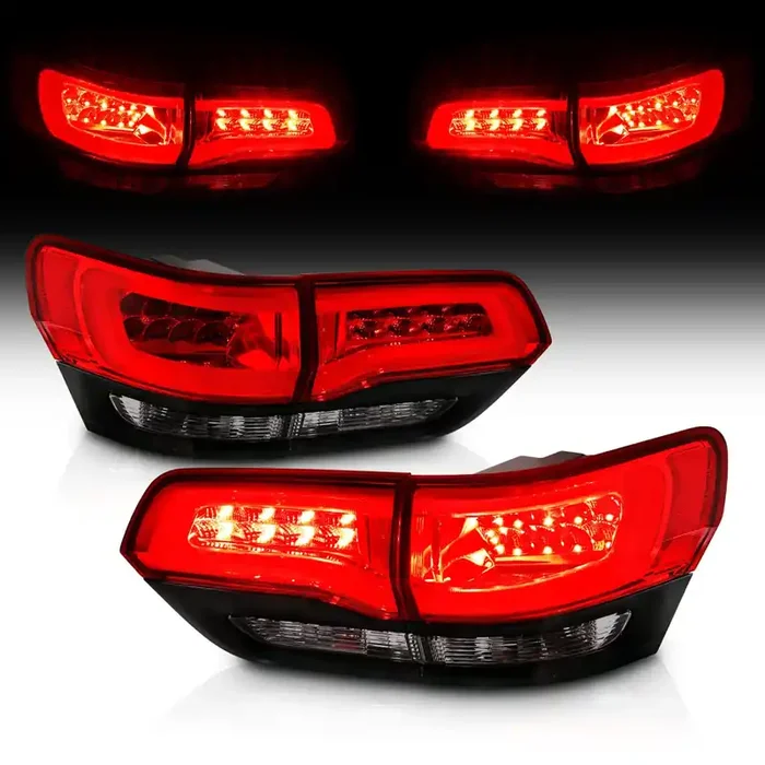 Amerilite Red/Smoke/Black Led Bar Led Brake Turn Signal Tail Lights Set For 2014-2017 Jeep Grand Cherokee (4 Pcs) – Passenger And Driver Side