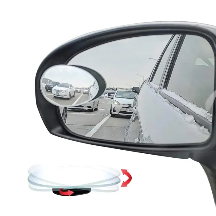 Ampper Blind Spot Mirror Oval, Hd Glass Frameless Stick On Adjustabe Convex Wide Angle Rear View Blind Spot Car Mirror For Car B