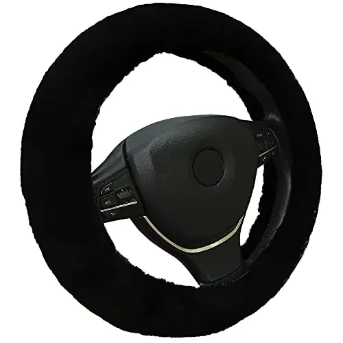 Andalus Brands Australian Sheepskin Steering Wheel Cover, Anti-Slip Universal 15 Inch Fuzzy Steering Wheel Cover Offers A Plush