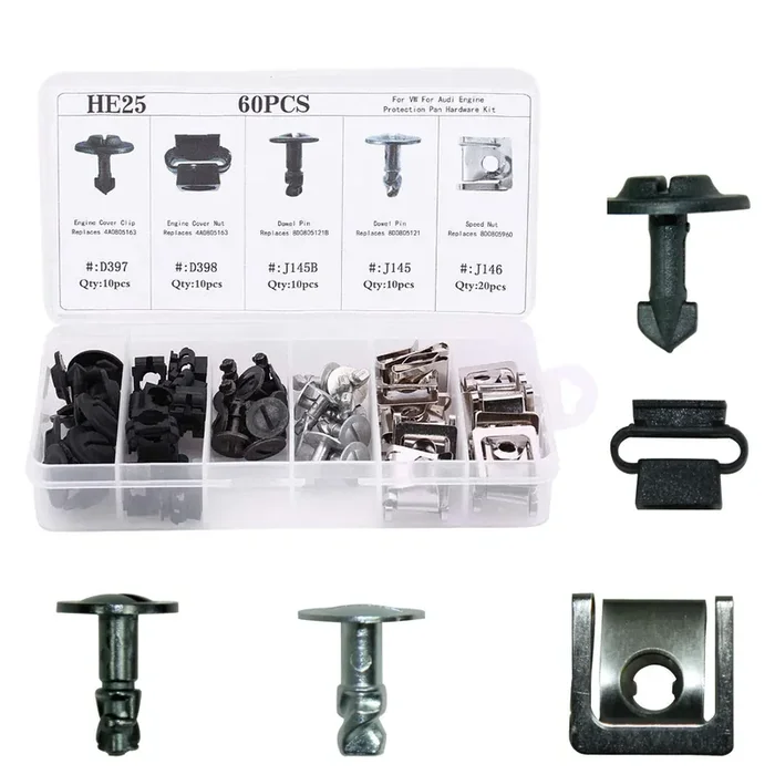 Ants Part 60Pcs Engine Undertray Cover Clips Bottom Metal Screw Bolt Kit For Audi Vw